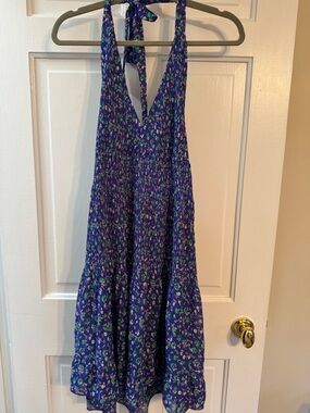 Zara Purple Floral Halter Dress Size L Like New